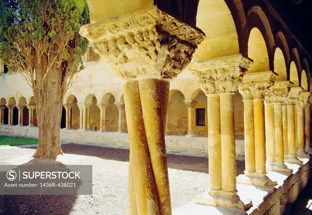 Romanesque cloister  Santo Domingo de Silos monastery, Burgos province, Castilla Leon, Spain 