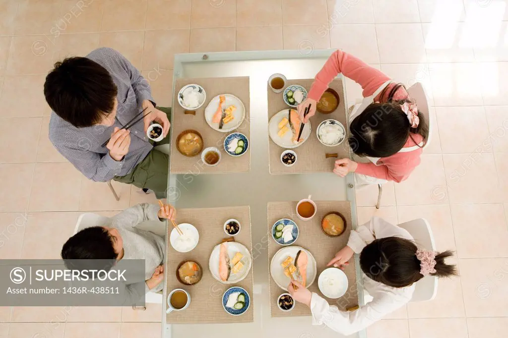 Family having meal together