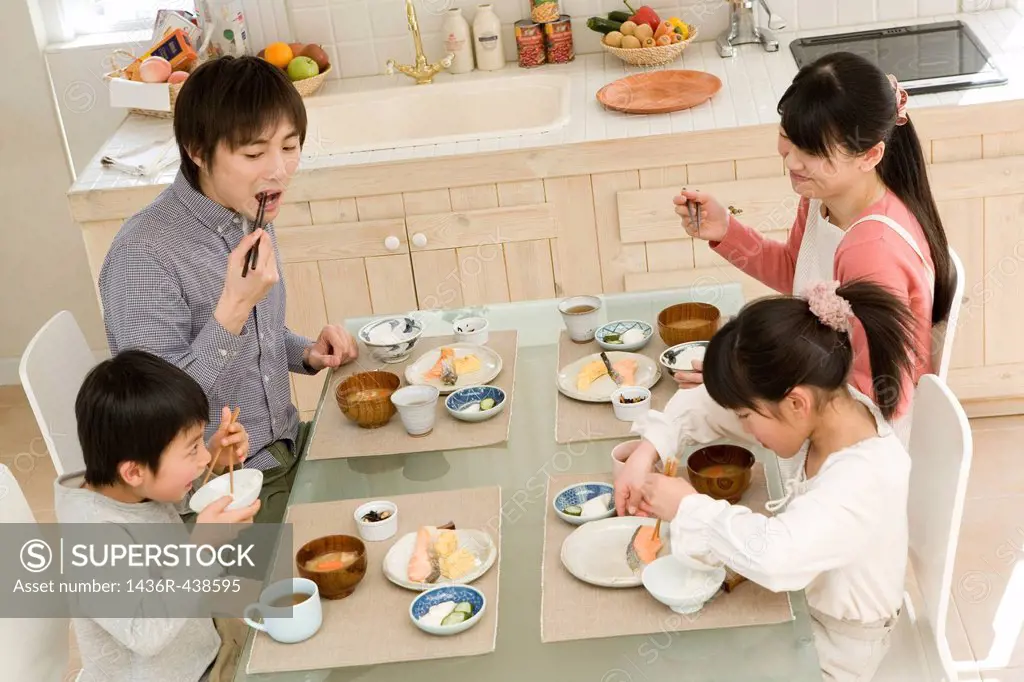 Family having meal together