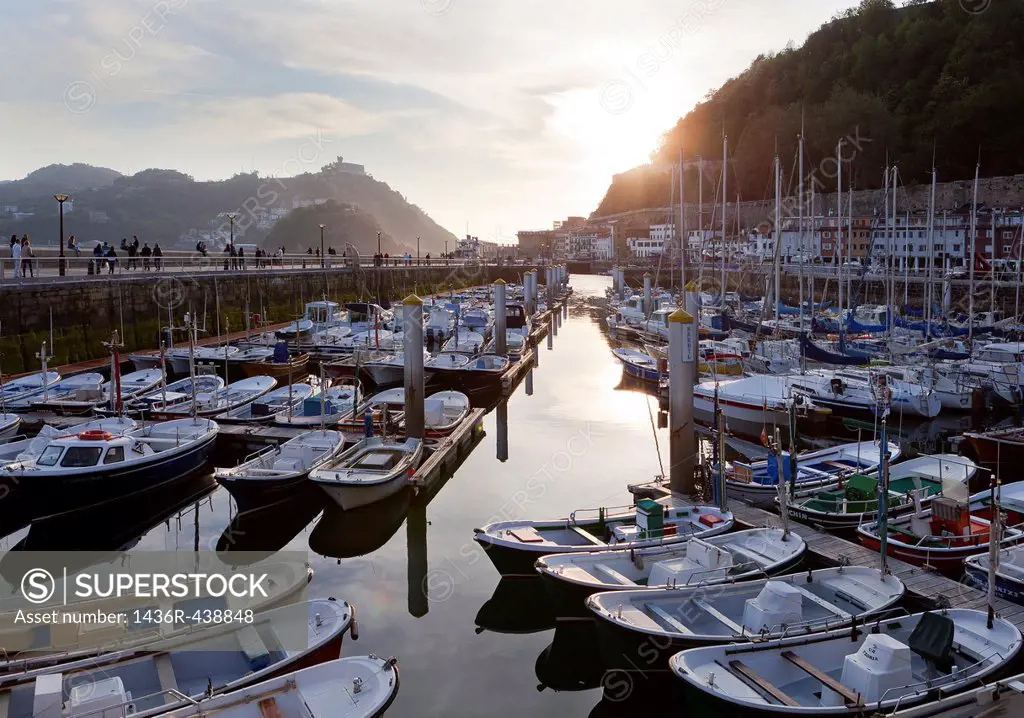 Boats moored in the port Port of Donostia-San Sebastian  European Capital of Culture 2016 Guipuzcoa, Basque Country  Spain