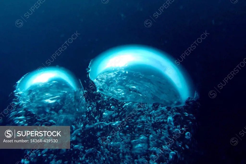 France marseille scuba diver bubbles in the blue water