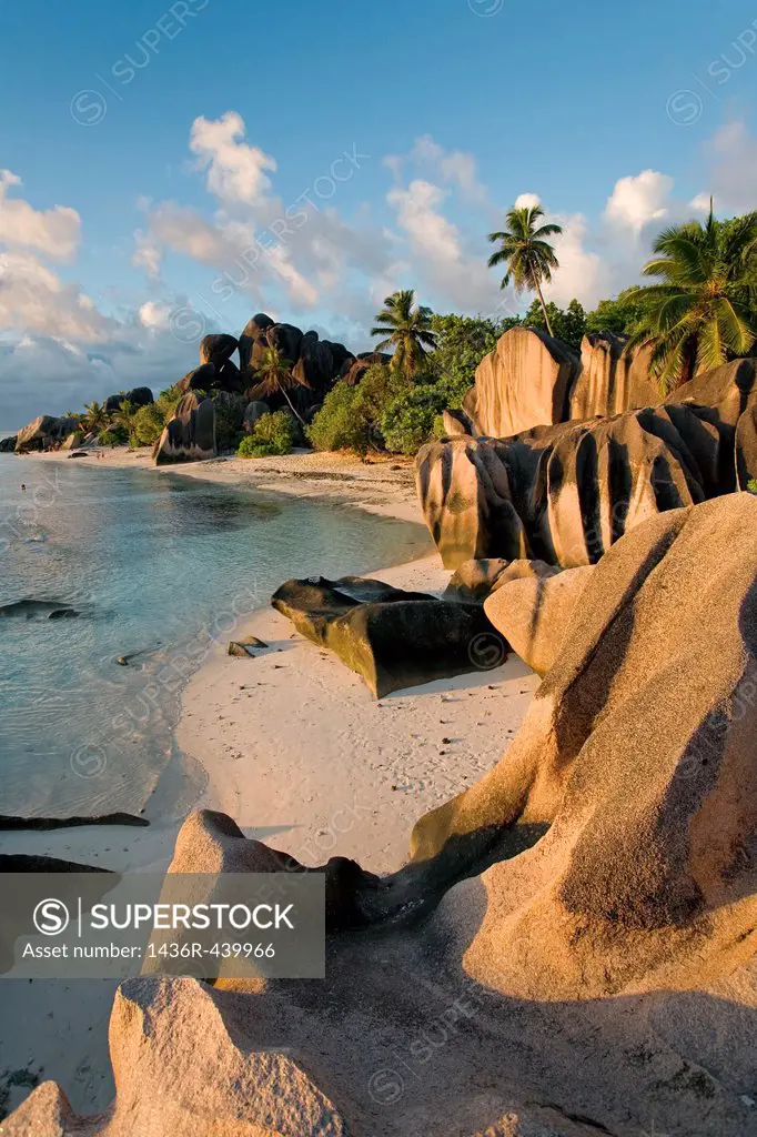 Anse Source d´Argent at sunset - La Digue Island - The Seychelles