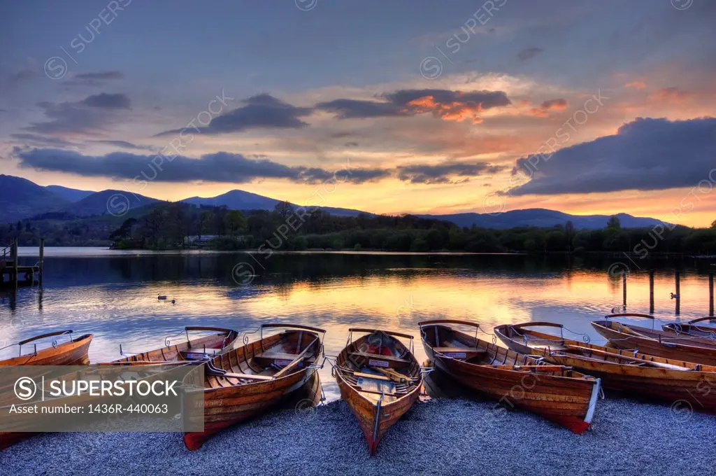 Boats, Derwent, Water, Lake District, cumbria, England, UK