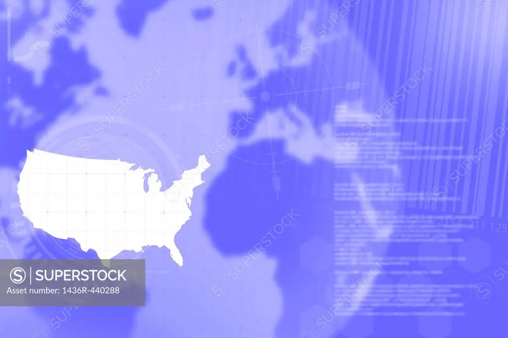 Background Composite USA World Map Trade Communication Technology