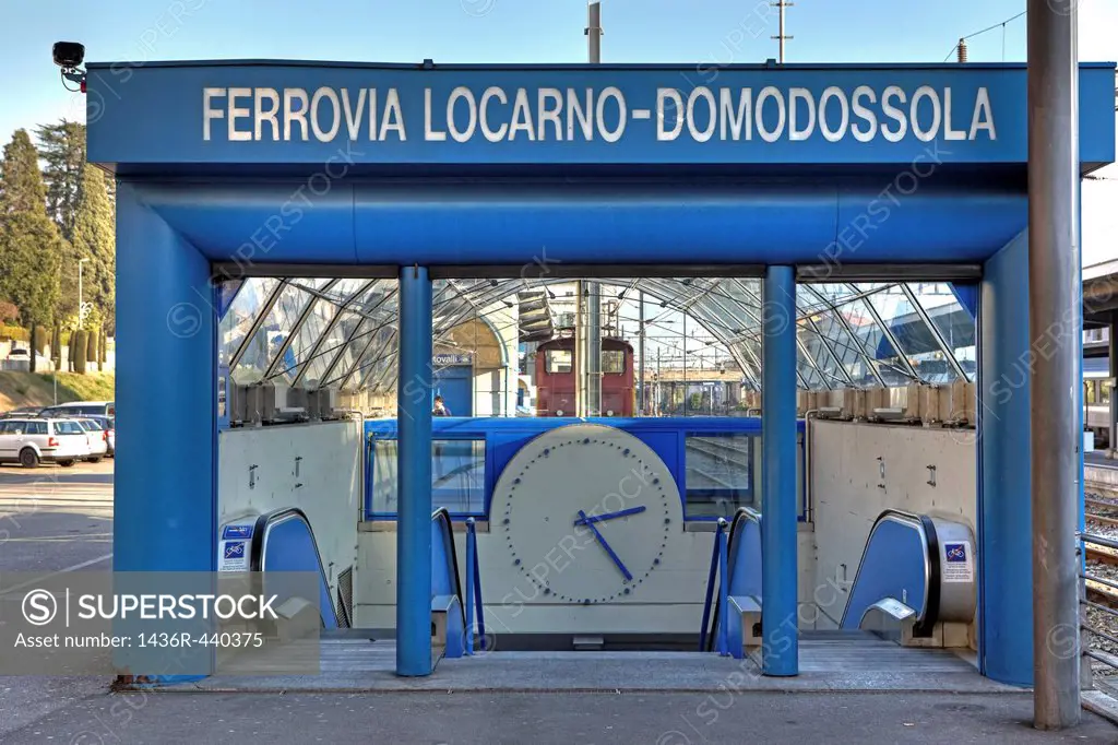 Entrance to Centovallina in Locarno, Ticino, Switzerland, a narrow-gauge railway, which connects Locarno in Switzerland with Domodossola in Italy