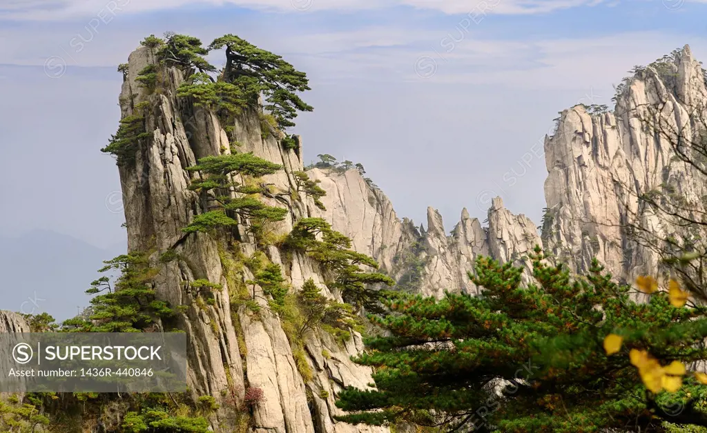 East end of Beginning to Believe Peak with Stalagmite Gang at Yellow Mountain Huangshan China