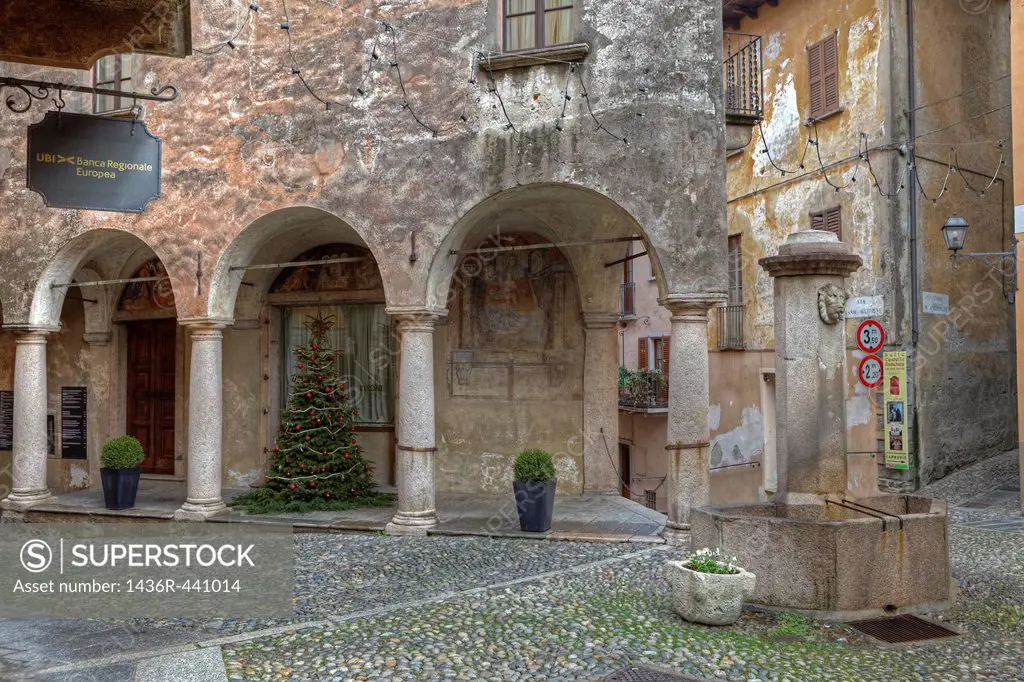 historic old town of Cannobio, Piedmont, Italy for Christmas