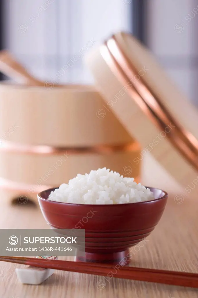 Steamed Rice in Rice Bowl