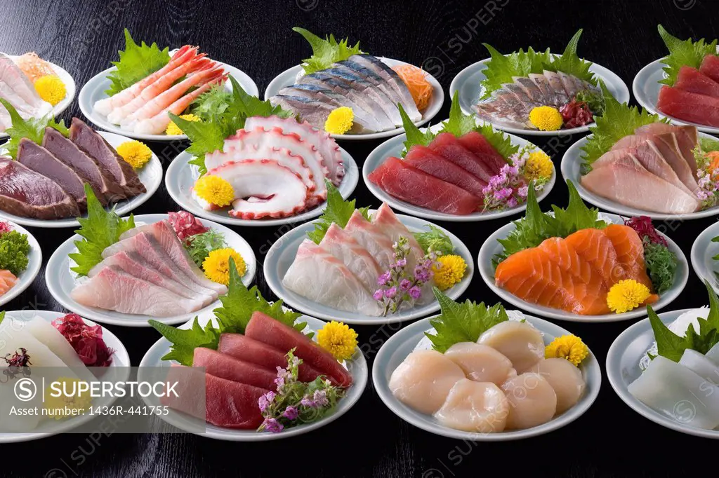 Various Sashimi on Plate