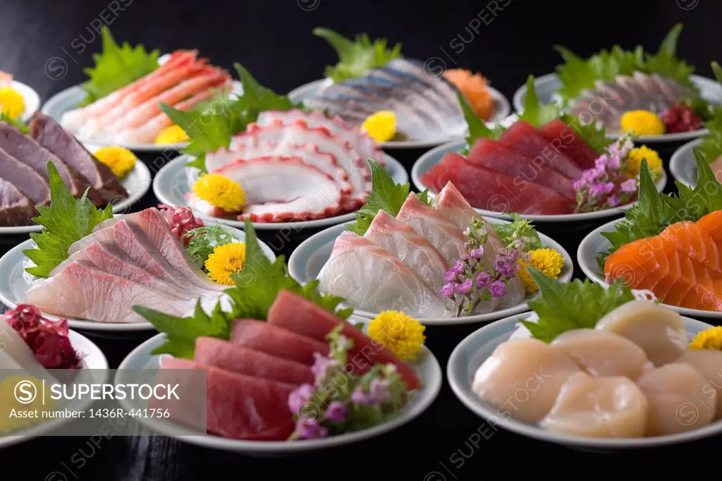 Various Sashimi on Plate