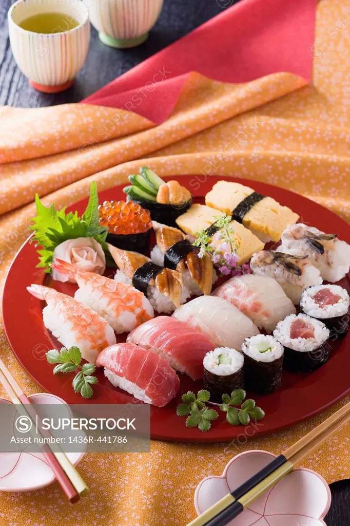 Assorted Sushi on Plate