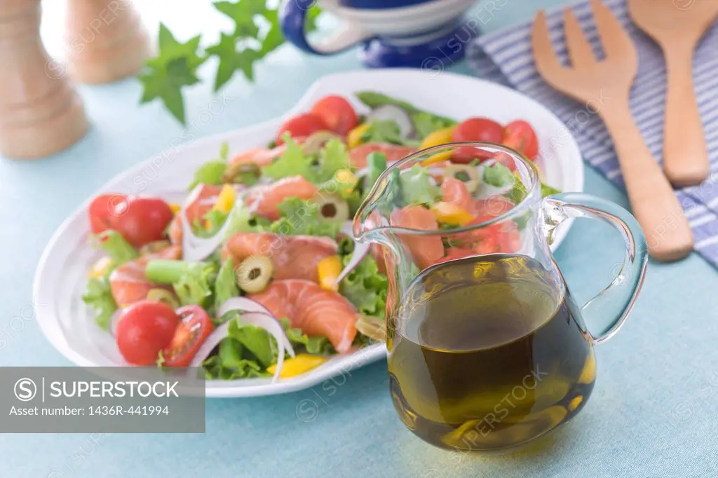 Olive Oil and Marinated Salmon Salad