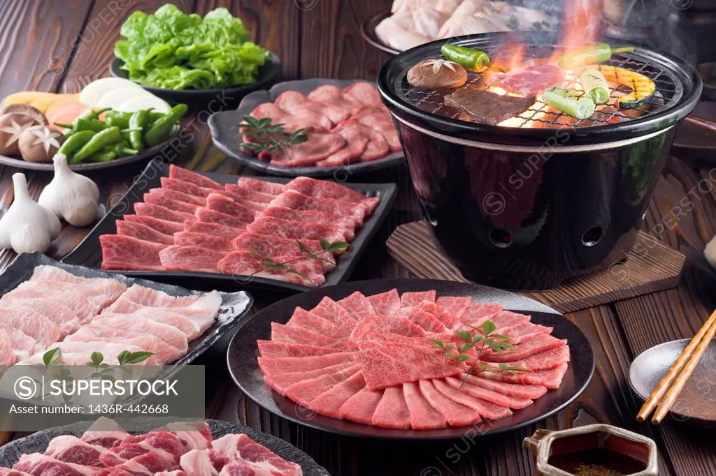 Korean Barbecue on Charcoal Grill