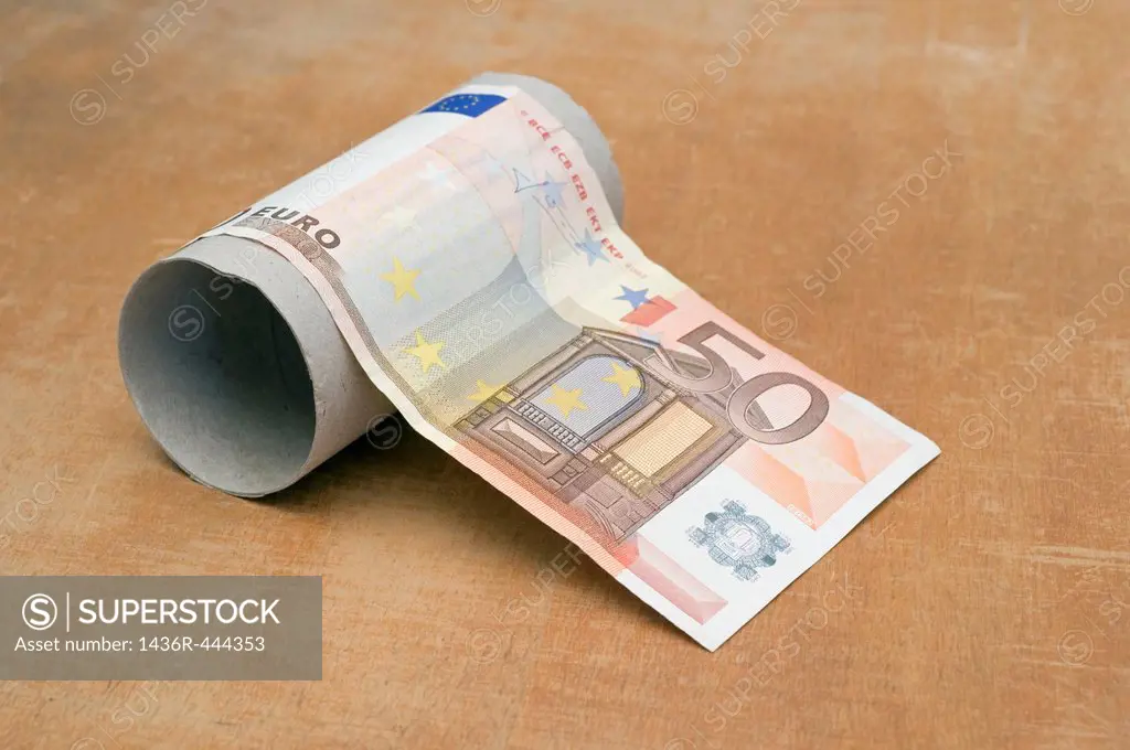 Euro on toilet paper roll