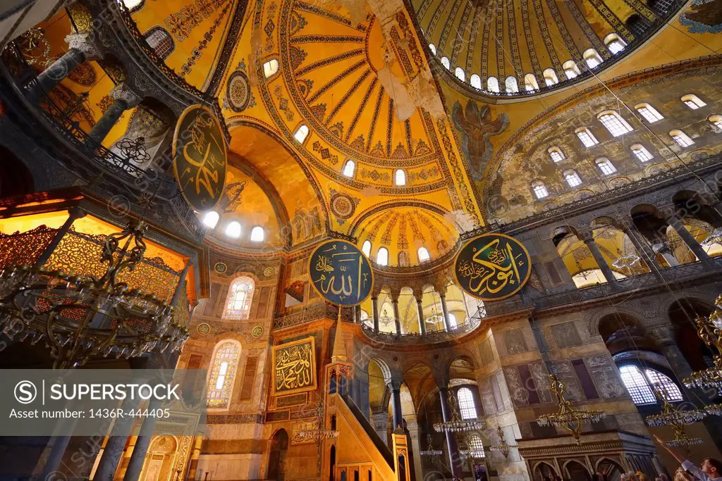 Inside the Hagia Sophia Istanbul at the raised kiosk of the Sultans private lodge
