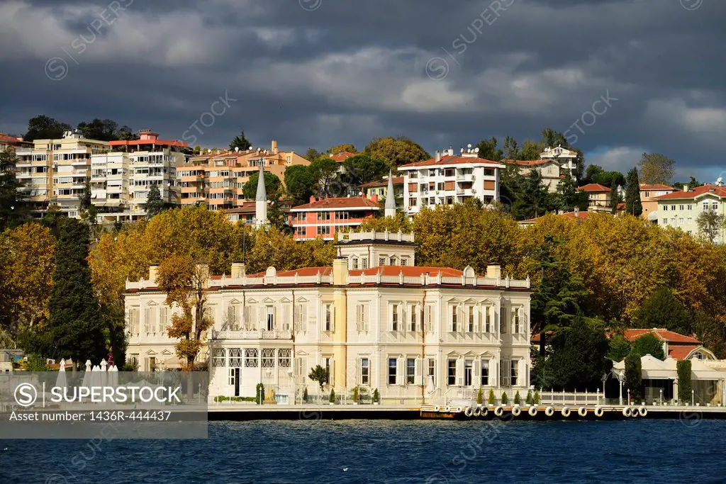Sun on Sait Halim Pasha Mansion in Yenikoy Turkey on the Bosphorus Strait