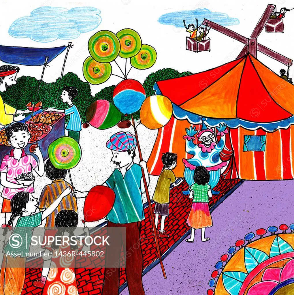 Kids enjoying in a fair