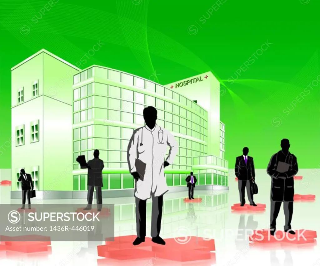 Doctors and medical sales representatives in a hospital
