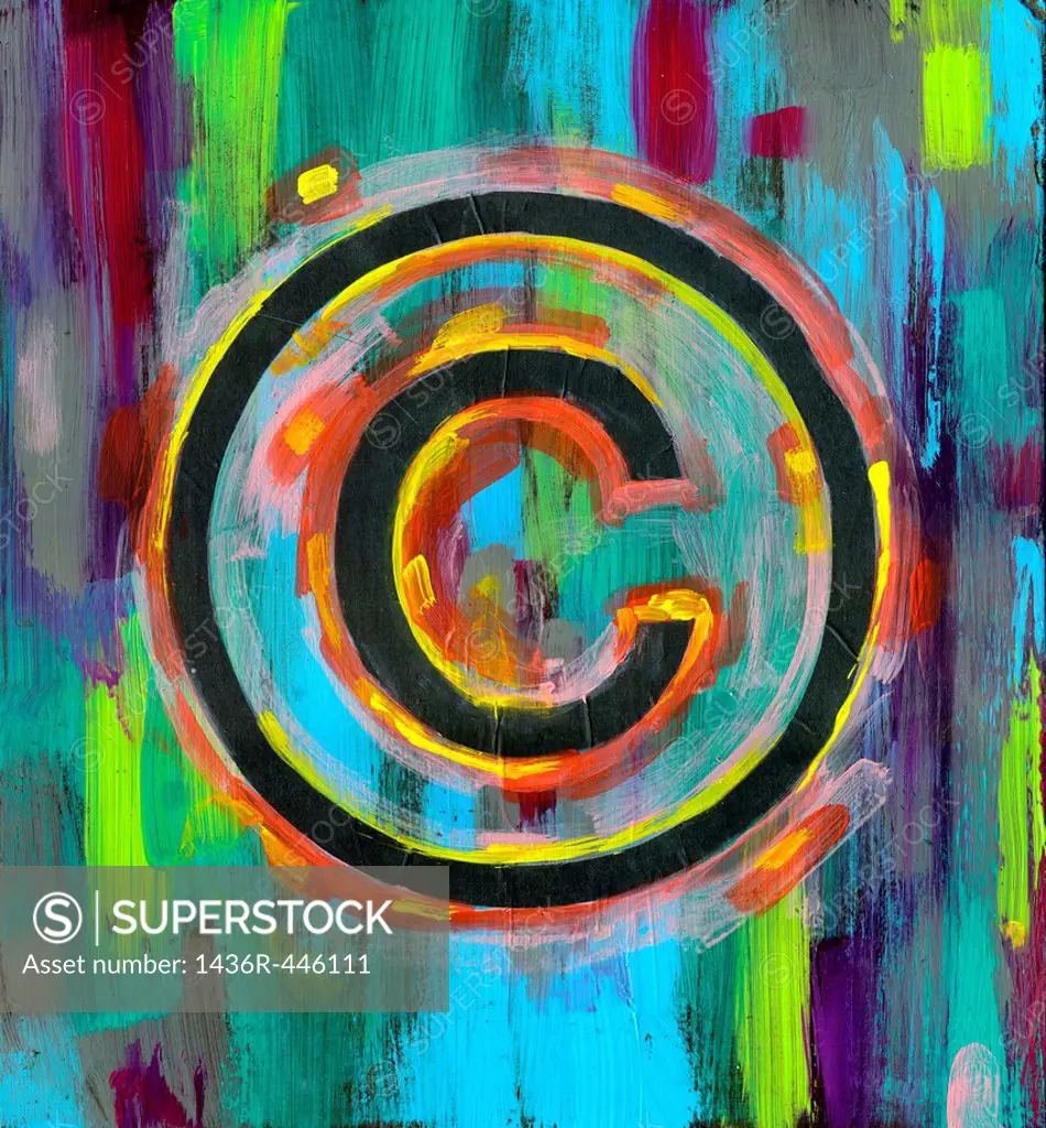 Illustrative image of copyright symbol over multi-colored background