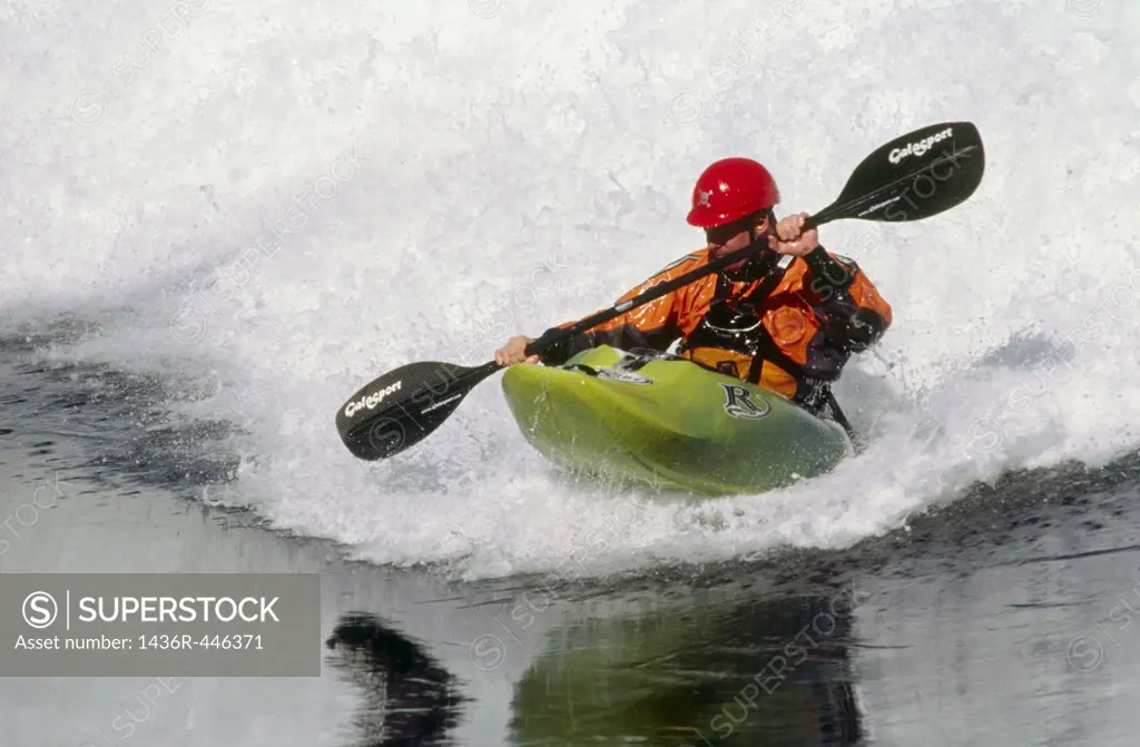 White water kayaker  Skookumchuck Rapids, British Columbia, Canada
