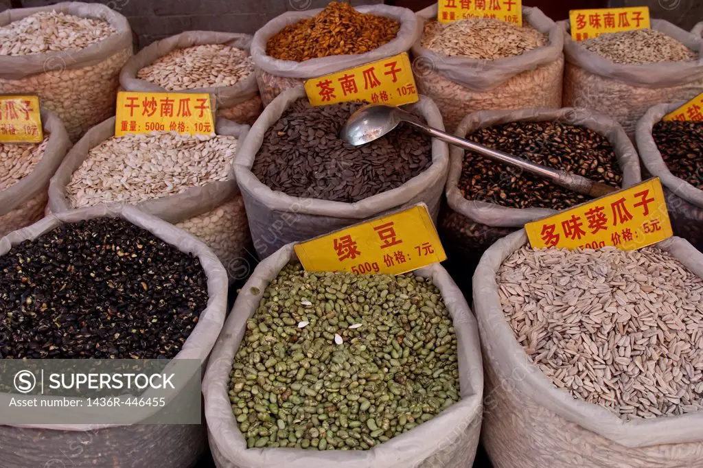 Beans and Pulses for Sale, Street Market, Xi´an, China