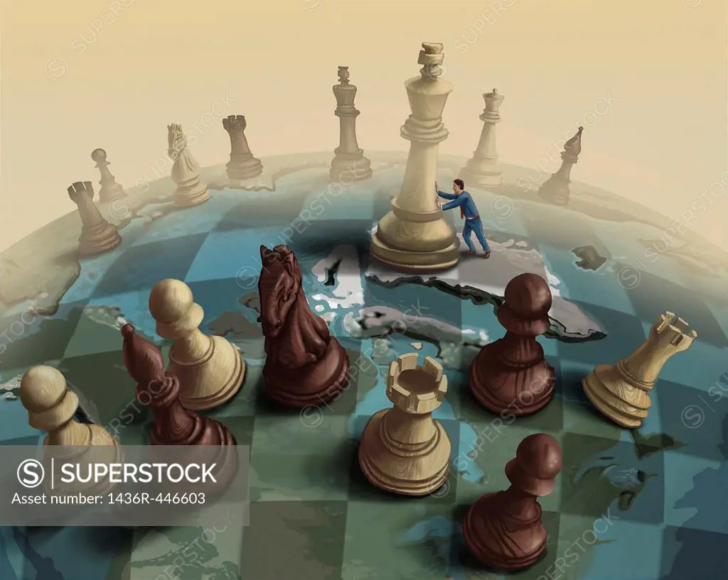 Conceptual shot of big chess pieces representing strategies for big business