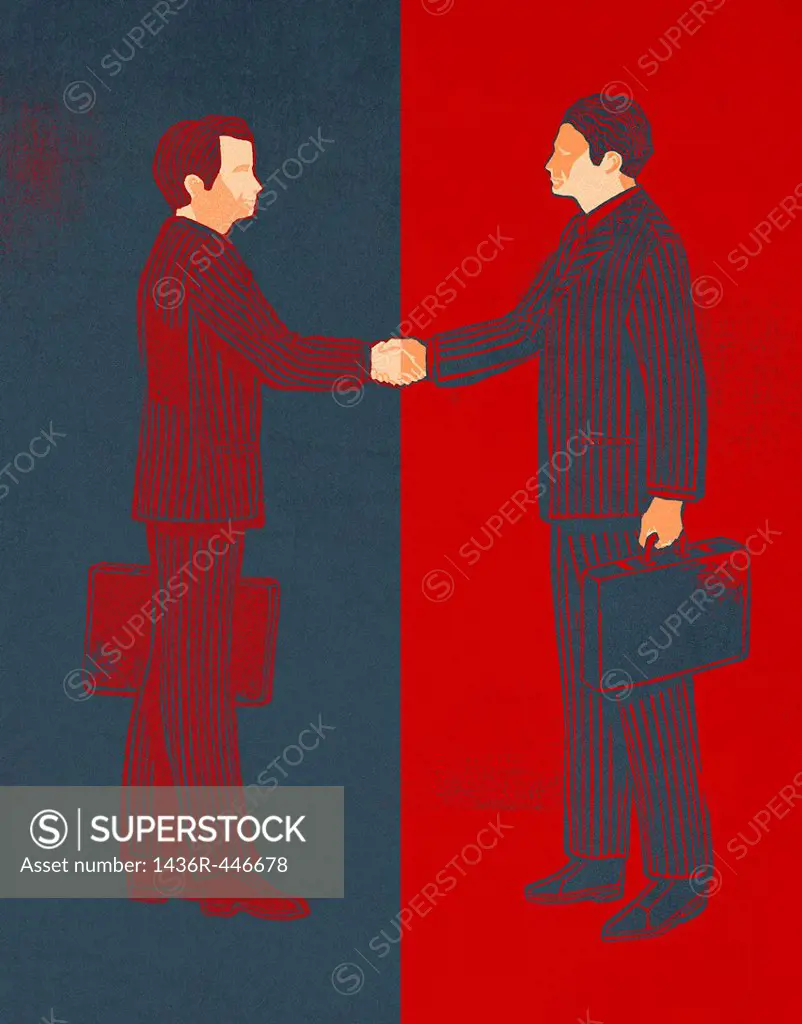 Illustrative image of businessmen shaking hands over a deal