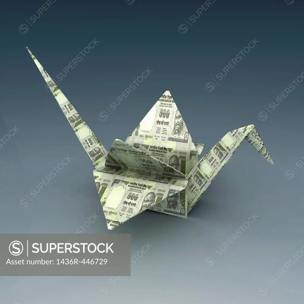 Origami - Bird made of Indian paper currency