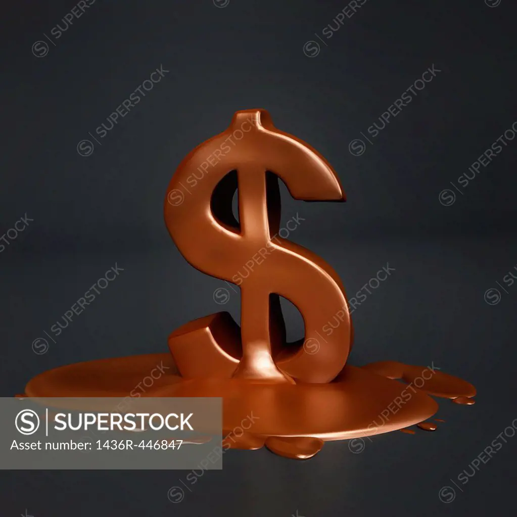 Dollar shaped chocolate melting over colored background representing business attraction