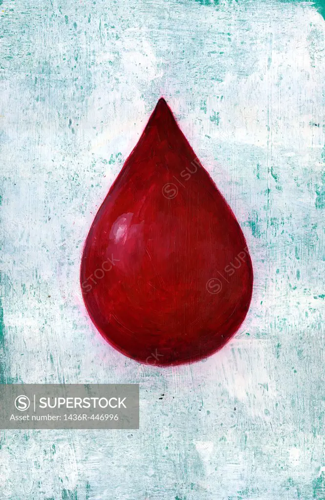 Illustrative image of blood drop against blue background