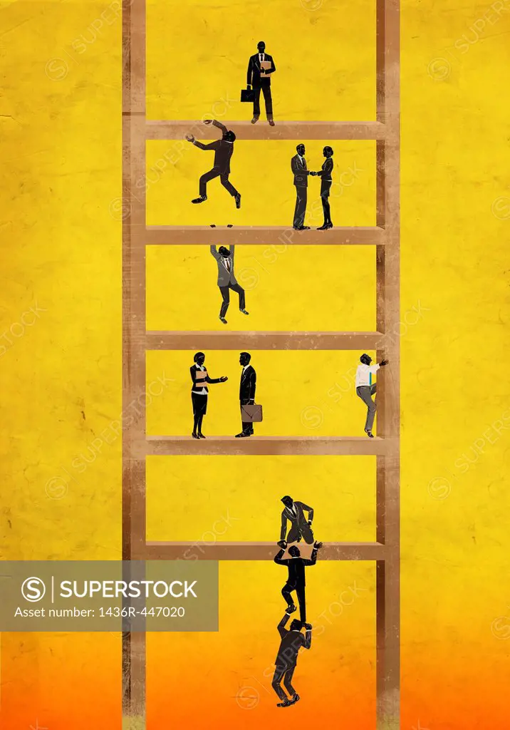Illustrative image of business people on ladder representing hierarchy