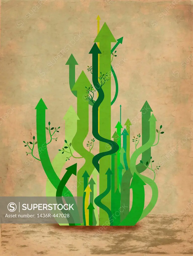 Illustrative image of green arrows representing business growth