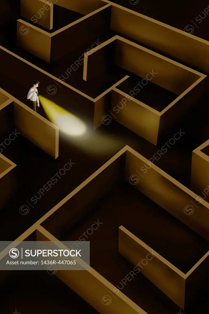 Illustrative image of businessman searching way in maze