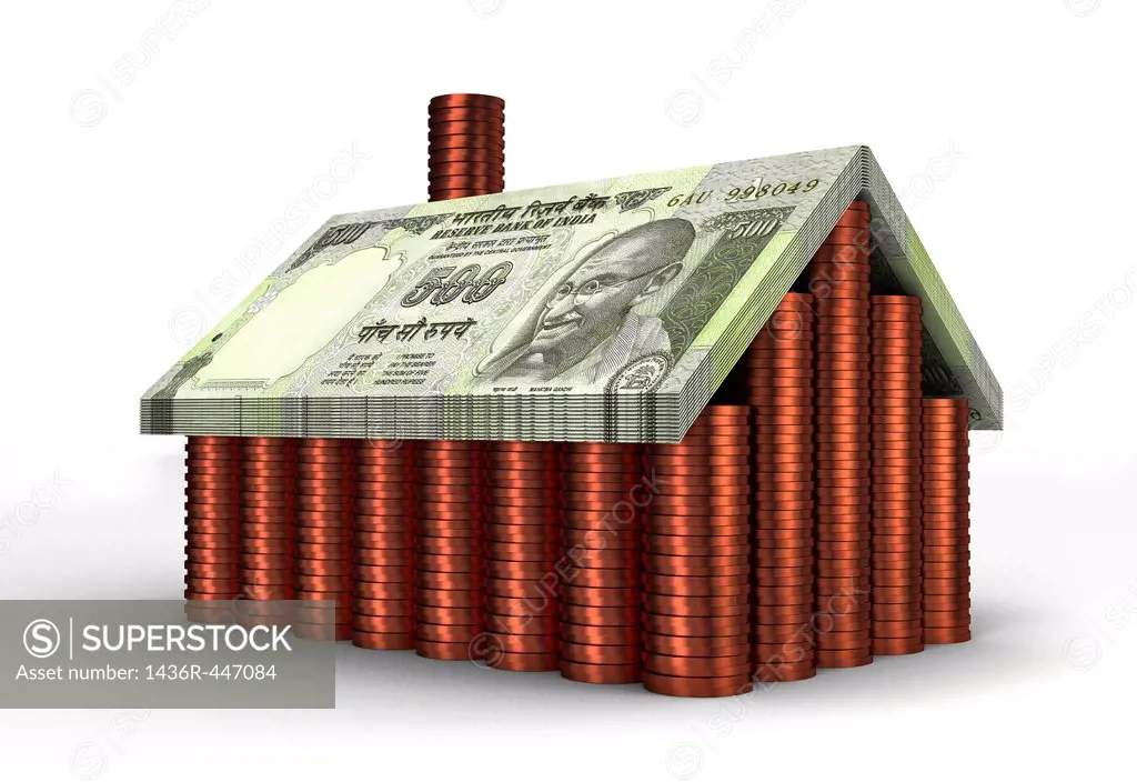 Illustrative image of house made with money representing loan