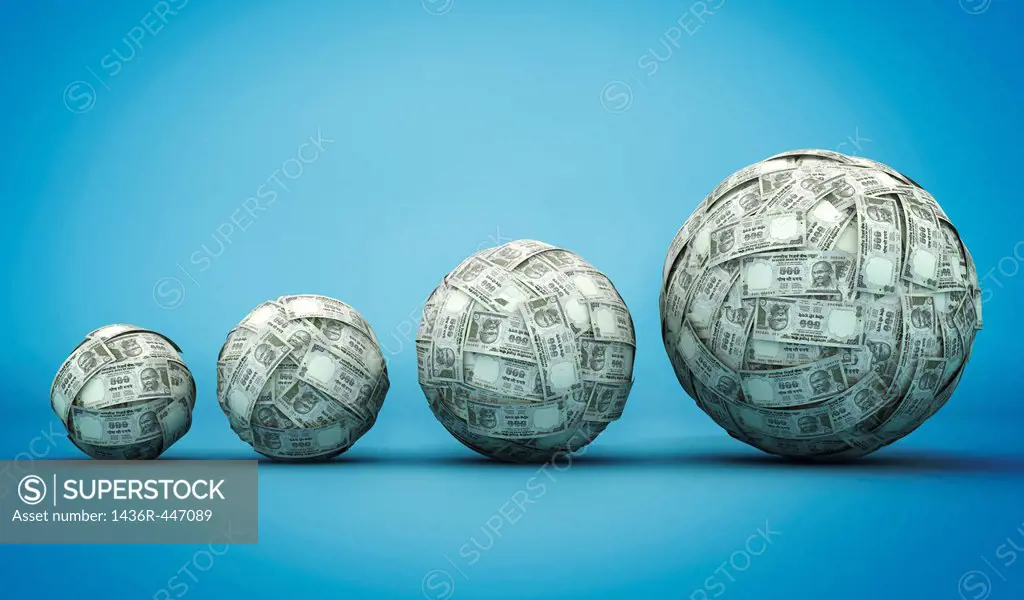 Illustrative image of Indian currency balls representing growth