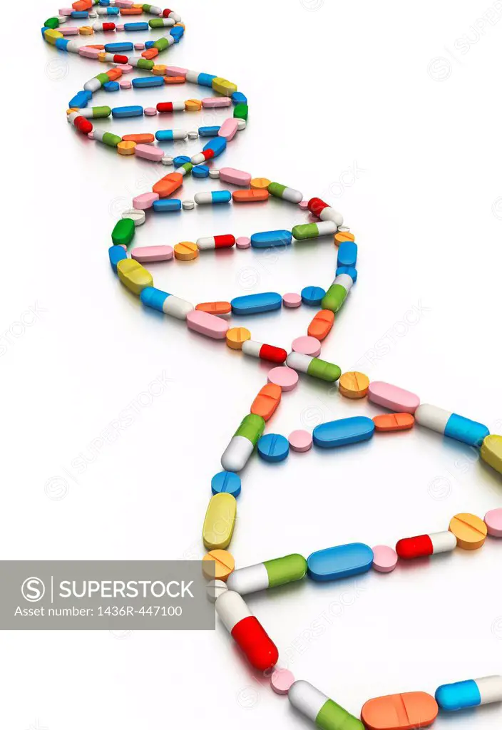 Illustrative image of DNA replica made from tablets