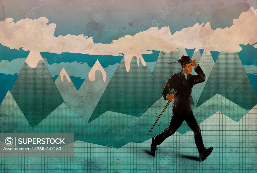 Illustrative image of businessman on a hiking trip