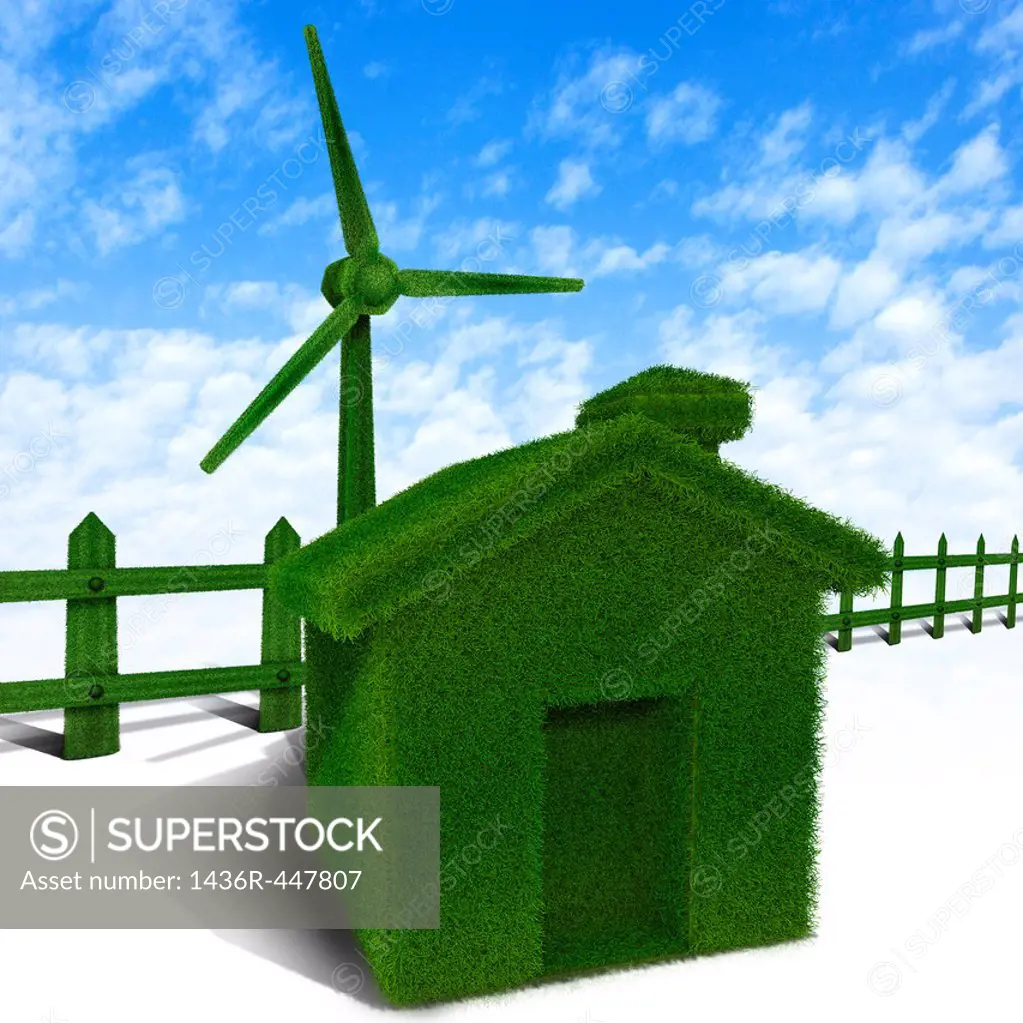 Green home with a wind turbine