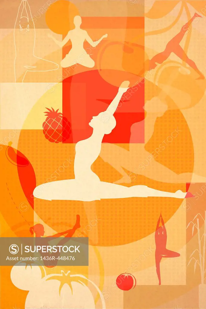 Montage illustration of yoga postures