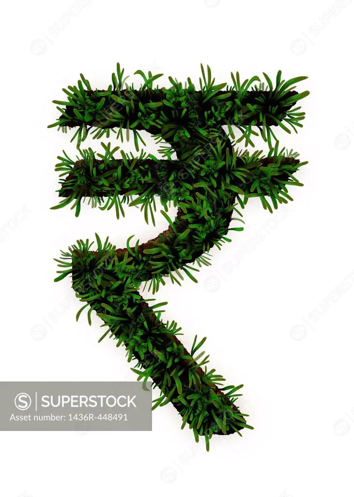 Plants growing on Indian rupee symbol