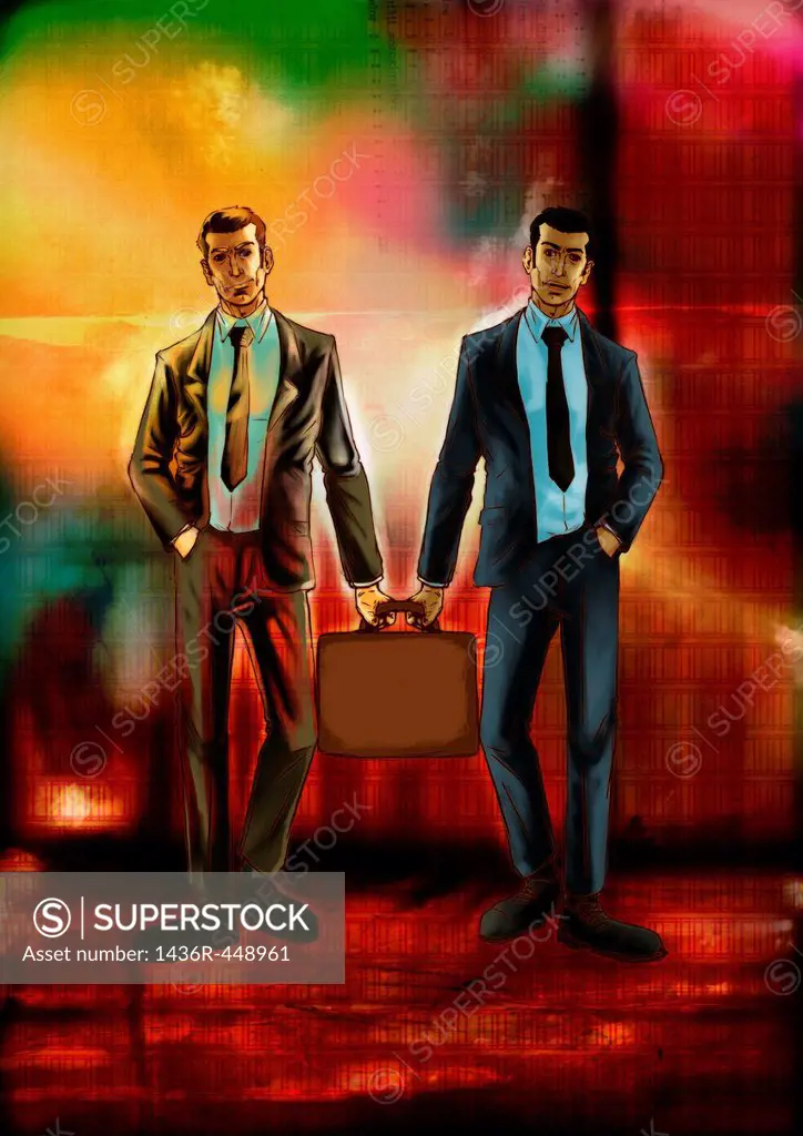 Illustrative image of business people holding briefcase representing partnership