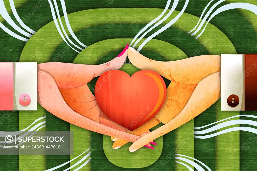 Illustrative image of hands with heart representing love