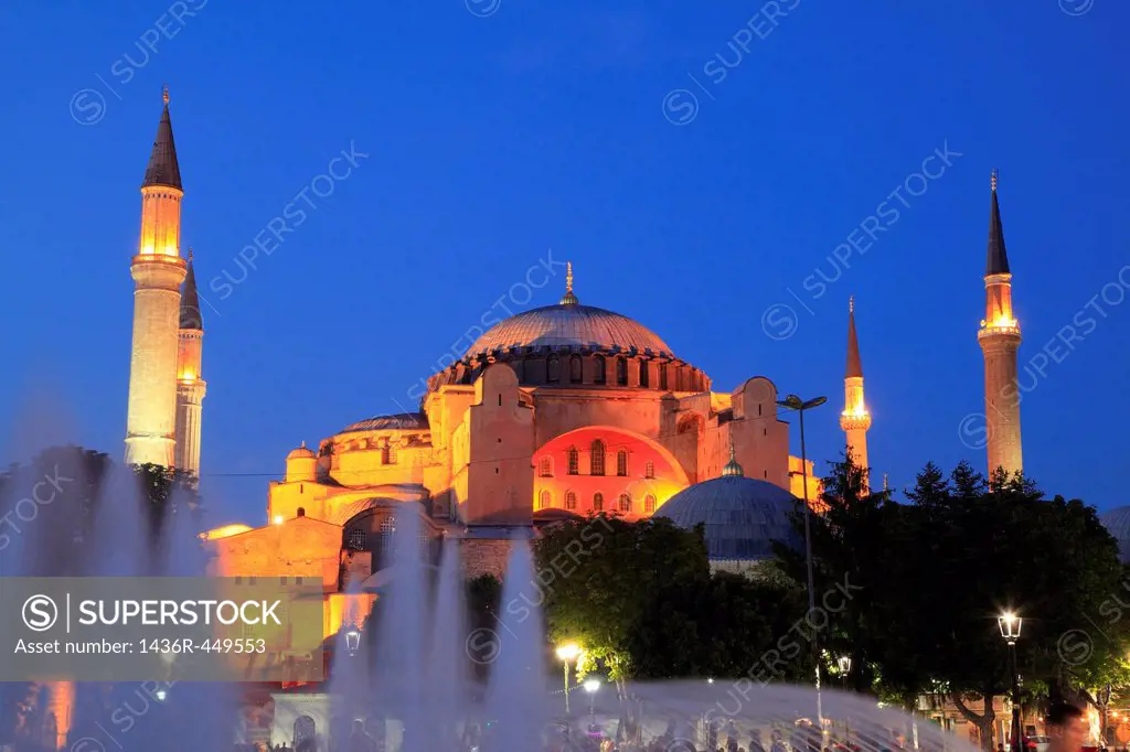 Night View of Hagia Sophia, Istanbul, Turkey