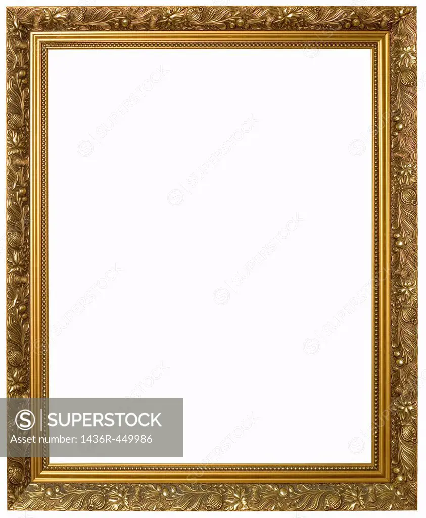 Antique Golden Frame Isolated with Clipping Path.