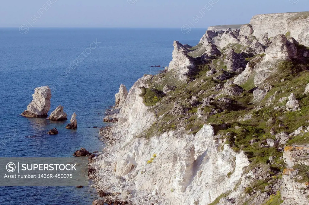 Coastline, peninsula Tarhankut, Tarhan Qut, Crimea, Ukraine, Eastern Europe.