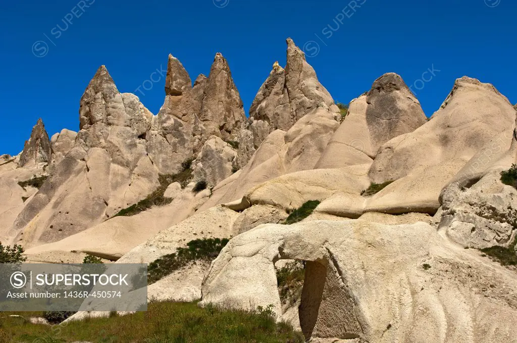 Tuff rock formations or fairy chimneys in the Love Valley Ask Vadisi near Uchisar, UNESCO World Heritage site Göreme National Park and the Rock Sites ...