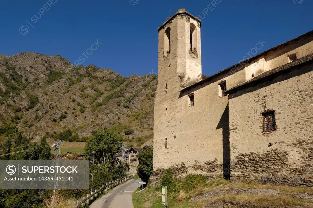 Santa Maria church, Estaon, Vall de Thistles, Pallars Sobira, Lleida, Catalonia, Spain, Pyrenees, High Pyrenees, Aran
