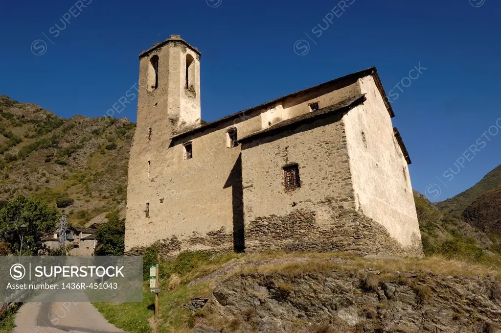Santa Maria church, Estaon, Vall de Cardos, Pallars Sobira, Lleida, Catalonia, Spain