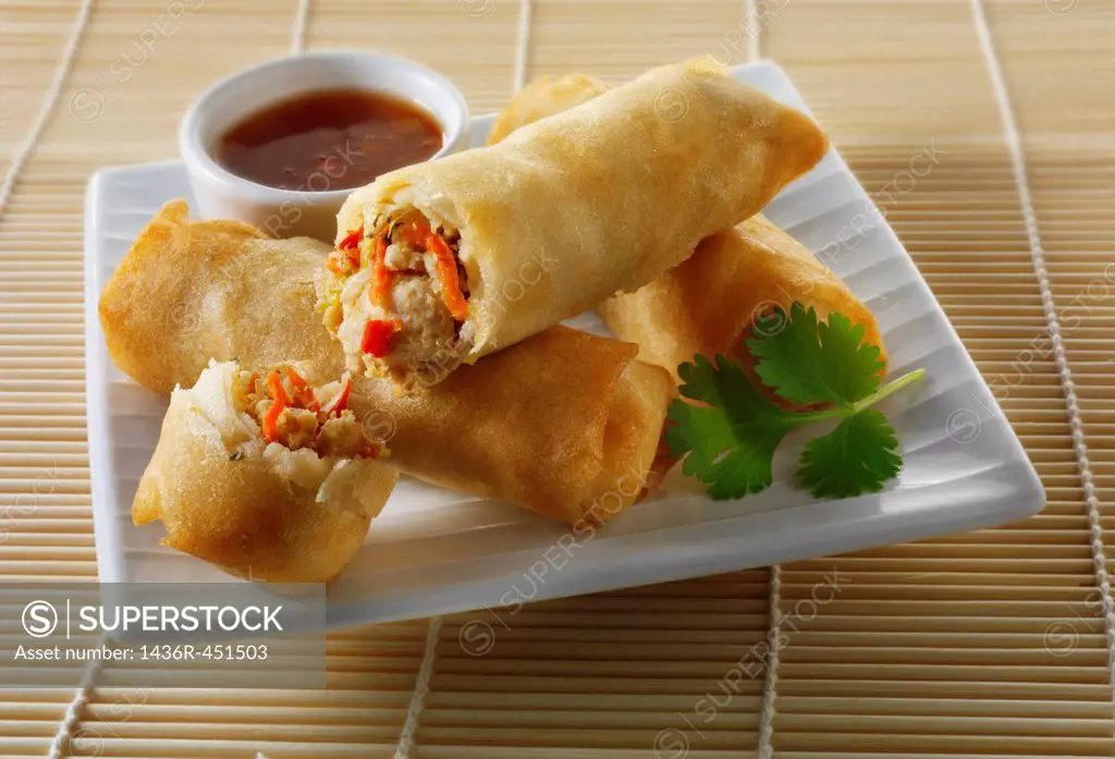 Traditional chinese spring rolls.