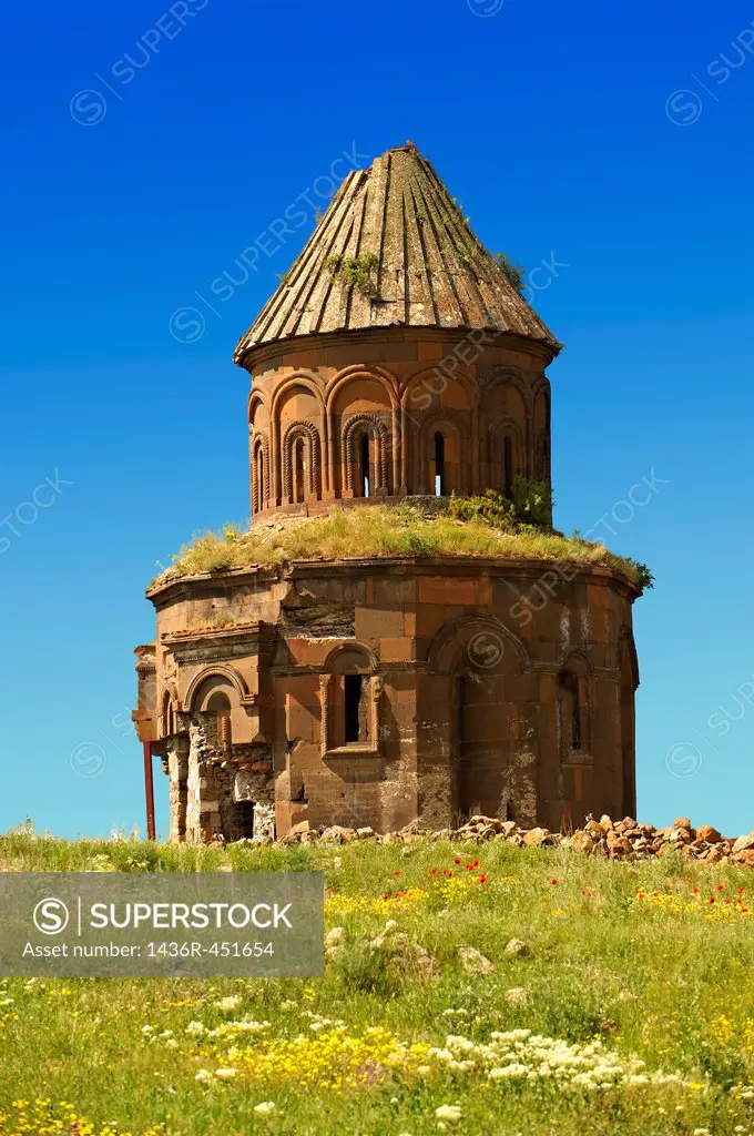 The Armenian church of St Gregory of the Abughamrents, Ani archaelogical site on the Ancient Silk Road , Kars , Anatolia, Turkey.